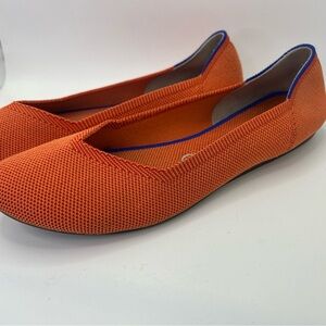 Rothy's Orange Knit Ballet Flats with Blue Trim